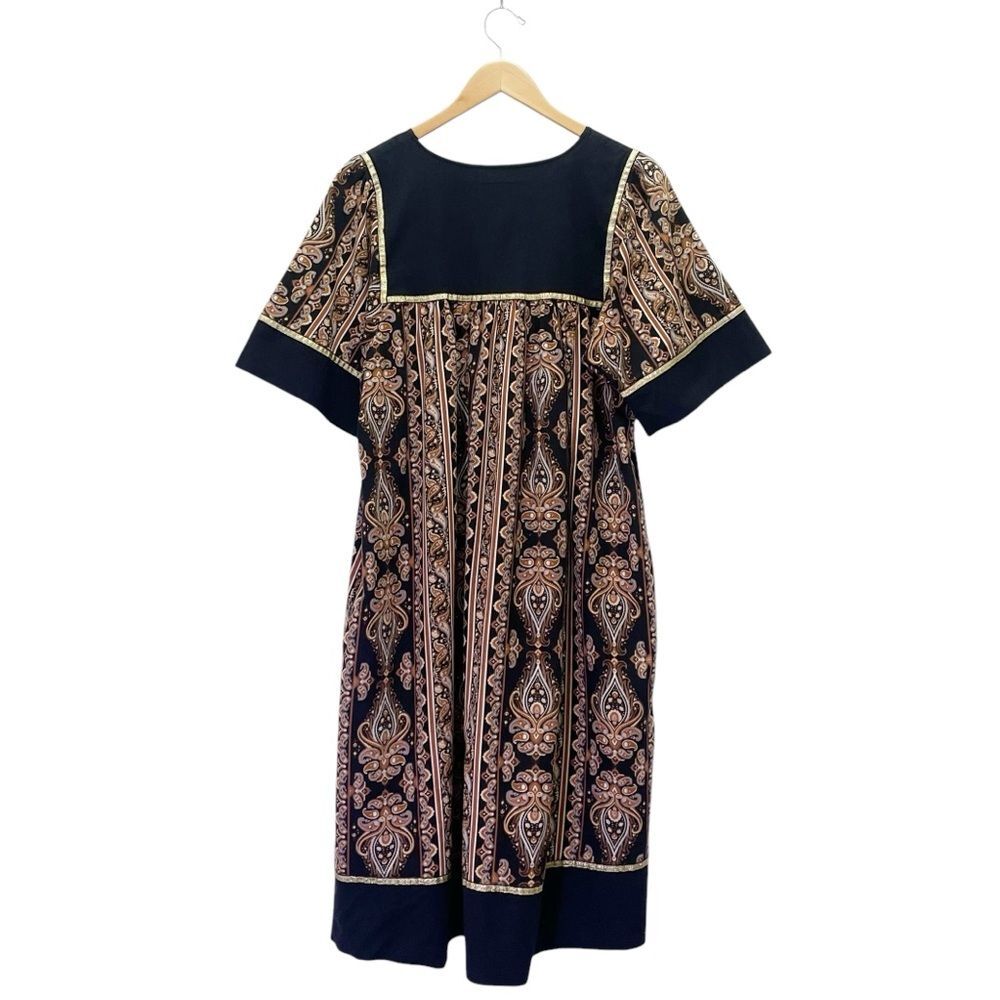 Krist Gudnason California Boho House Dress Size Large Black Paisley Caftan MuMu - Picture 8 of 13